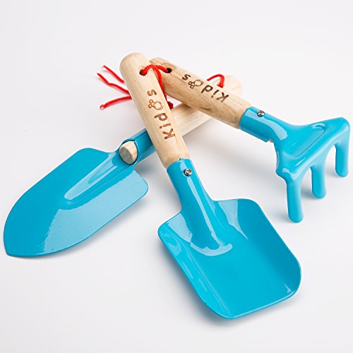 KIDS GARDEN TOOLS SET,CABON STEEL CHILDREN'S HAND FORK TROWEL SPADE SET