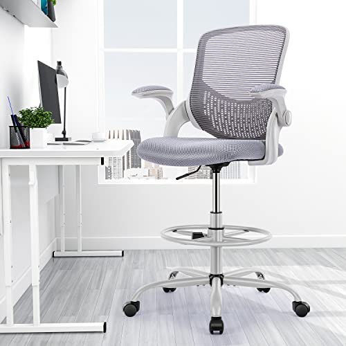 SWEETCRISPY DRAFTING CHAIR, HOME OFFICE CHAIR DESK CHAIRS WITH WHEELS, TALL OFFICE STOOL CHAIRS