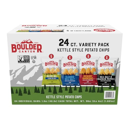 BOULDER CANYON KETTLE COOKED POTATO CHIP VARIETY PACK (24 INDIVIDUAL