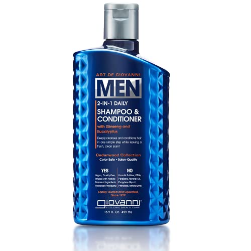 GIOVANNI MEN’S 2IN1 DAILY SHAMPOO & CONDITIONER, 16.9 OZ., WITH GINSENG AND EUCALYPTUS, COLOR