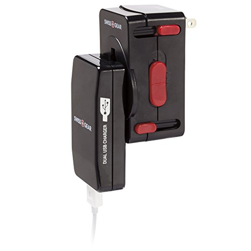 SWISS GEAR DUAL USB CHARGER AND WORLDWIDE ADAPTOR PLUG SET, BLACK, ONE