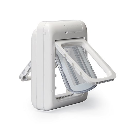 PETSAFE SMARTDOOR PLUS PET DOOR, SELECTIVE ENTRY/EXIT WITH PROGRAMMABLE TIMER, WHITE, MEDIUM