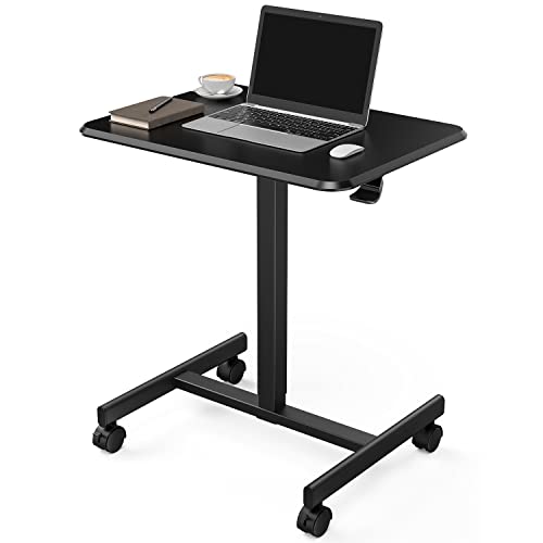 MOBILE LAPTOP DESK, PNEUMATIC HEIGHT ADJUSTABLE STANDING DESK WITH
