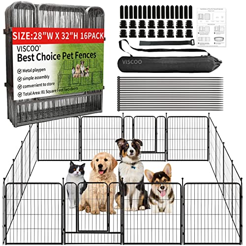 DOG PENS OUTDOOR,32 HEIGHT 8/16 PANELS BOLD METAL PET FENCE INDOOR