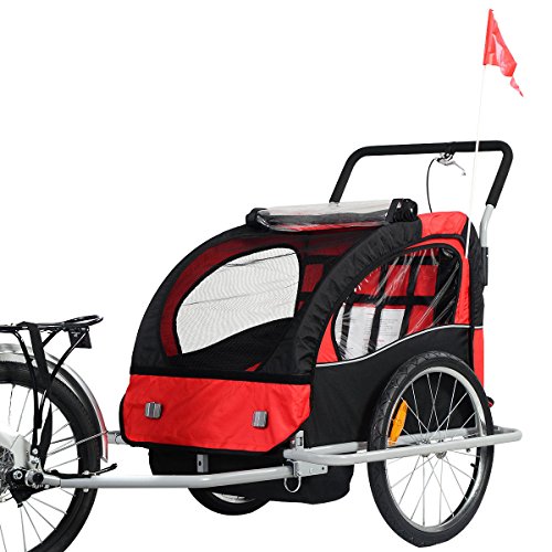 NEW 2 IN 1 BICYCLE CARRIER DOUBLE INFANT CHILD BABY BIKE TRAILER JOGGER