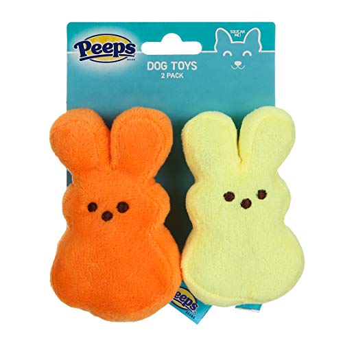 PEEPS FOR PETS YELLOW & ORANGE PEEPS PLUSH DRESSUP BUNNY SQUEAKY DOG
