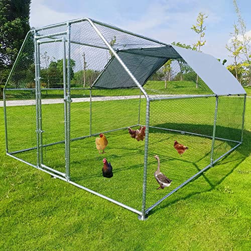 ROOMTEC CHICKEN COOP LARGE METAL CHICKEN RUN FOR 10 CHICKENS,WALKIN