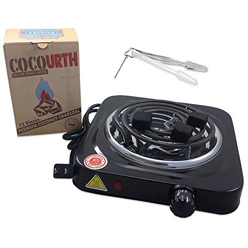 FIREROCKS HOOKAH CHARCOAL COCO BURNER 1500 WATT HOT PLATE +FREE COCOURTH COALS (72PCS) + SHISHA