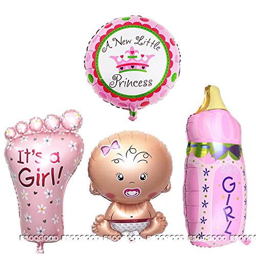 4PCS GIRL FOIL HELIUM BABY FOIL BALLOON FOR NEWBORN BABY SHOWER