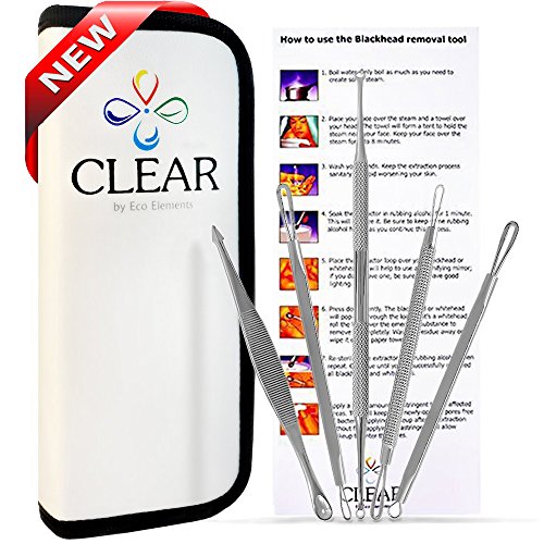 CLEAR BLACKHEAD AND BLEMISH REMOVER TOOL KIT WITH HYGIENE INSTRUCTIONS