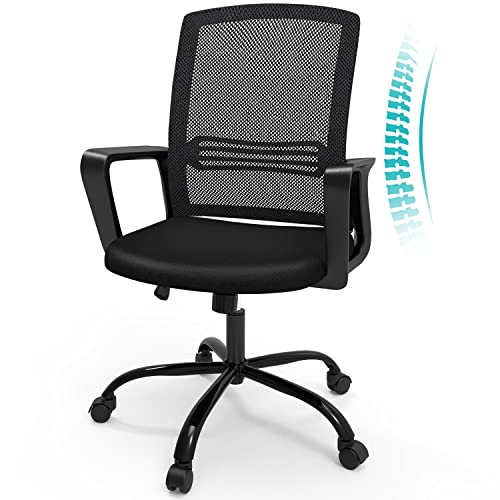 OFFICE CHAIR DESK CHAIR ERGONOMIC OFFICE CHAIR (BLACK, MID BACK) GTIN/EAN/UPC 765154363943