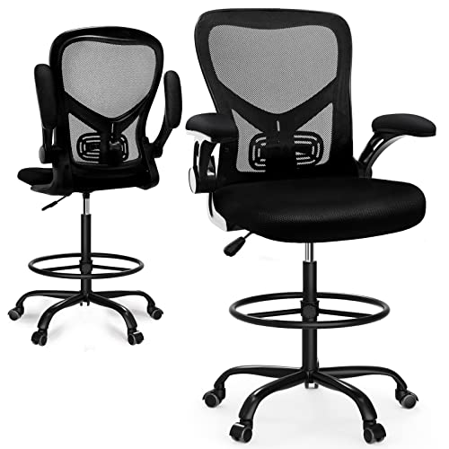 OFFICE DRAFTING CHAIR, ERGONOMIC MESH CHAIR TALL OFFICE CHAIR FOR