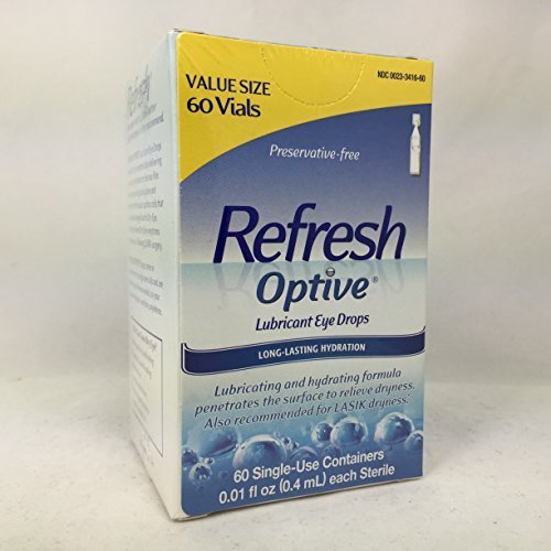 REFRESH OPTIVE LUBRICANT EYE DROPS, 60 SINGLE USE CONTAINERS PER PACK