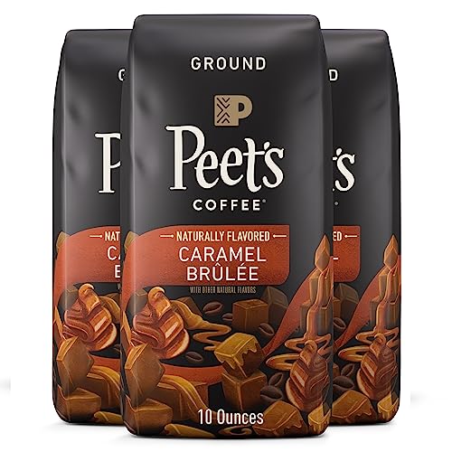 PEETS COFFEE, CARAMEL BRULEE LIGHT ROAST GROUND COFFEE THREE 10OZ