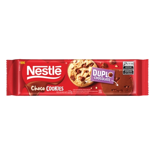 BISCOITO COOKIE DUPLO CHOCOLATE NESTLÉ CHOCO COOKIES PACOTE 120G GTIN