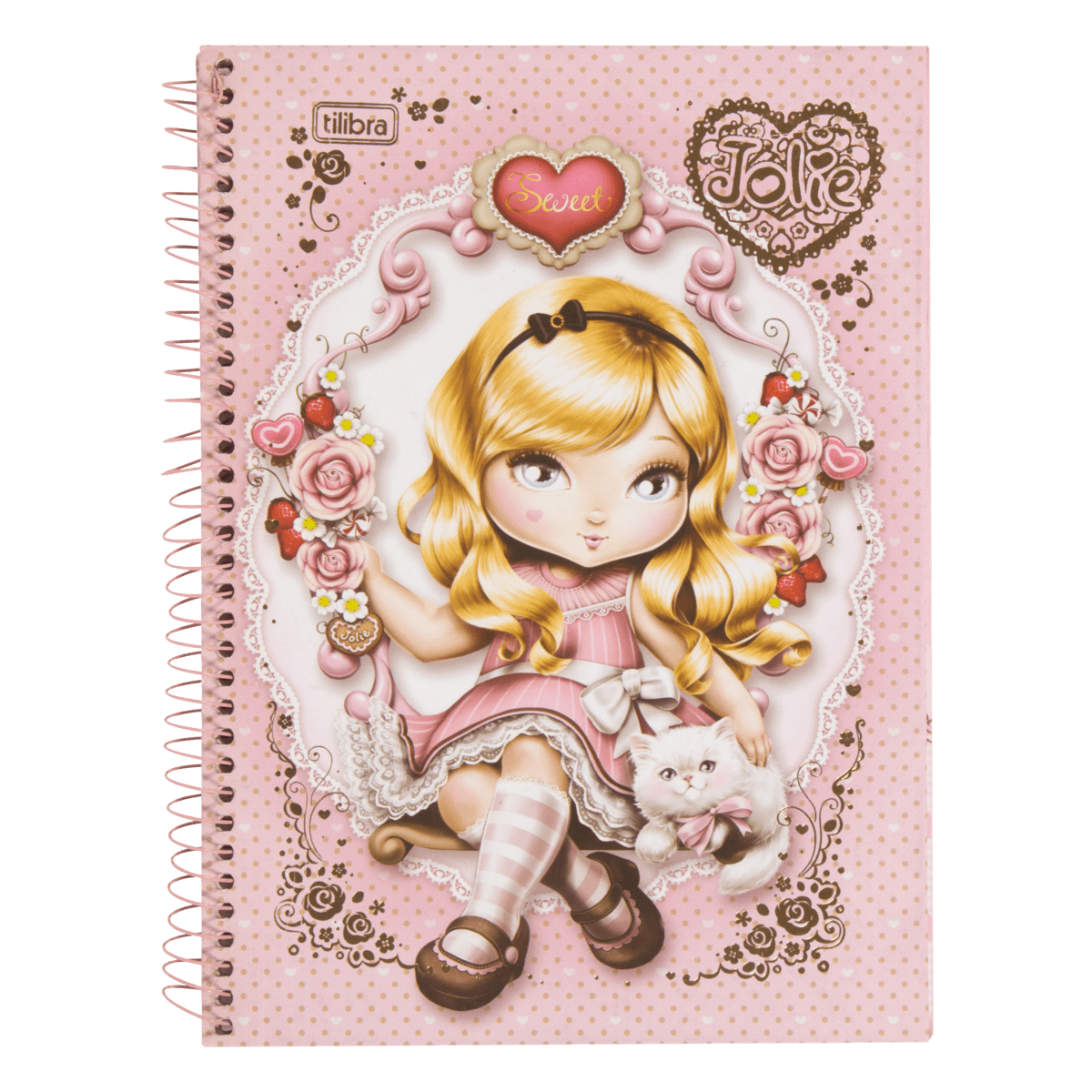 CADERNO CAPA DURA ESPIRAL SWEET JOLIE TILIBRA 200MM X 275MM 96 FOLHAS