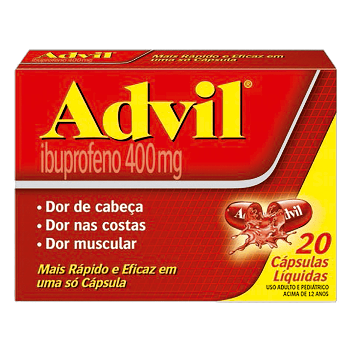 IBUPROFENO 400MG ADVIL CAIXA 20 CÁPSULAS LÍQUIDAS GTIN/EAN/UPC