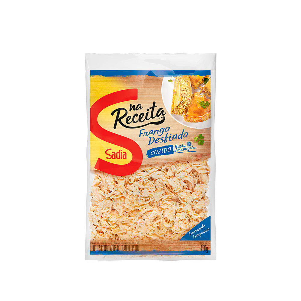 PEITO DE FRANGO COZIDO CONGELADO DESFIADO SADIA NA RECEITA PACOTE 400G