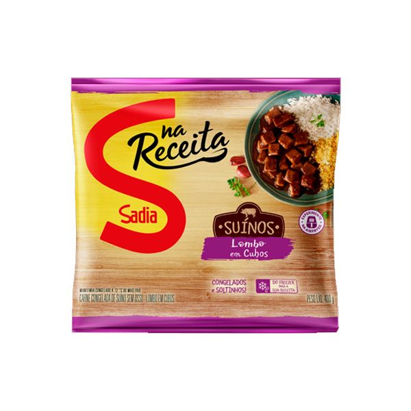 LOMBO SUÍNO CONGELADO EM CUBOS SEM OSSO SADIA NA RECEITA 400G GTIN