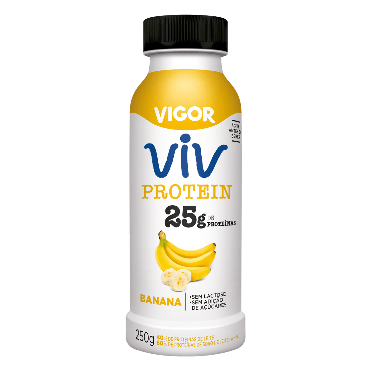 IOGURTE DESNATADO BANANA ZERO LACTOSE VIGOR VIV PROTEIN FRASCO 250G