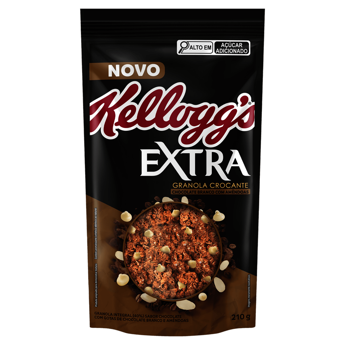 GRANOLA CROCANTE CHOCOLATE BRANCO COM AMÊNDOAS KELLOGGS EXTRA SACHÊ