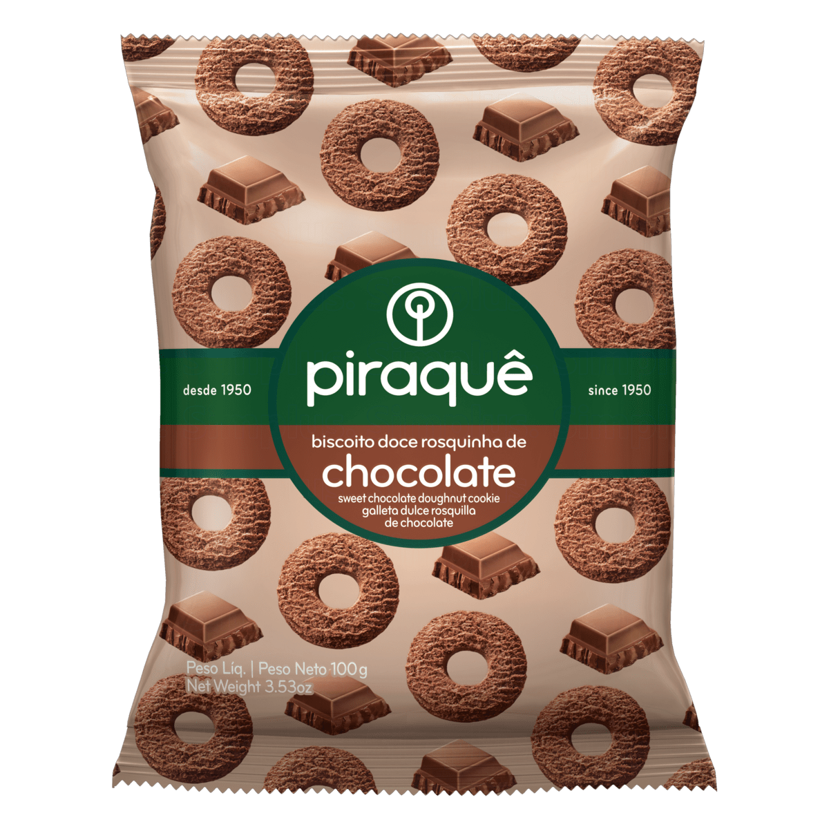 BISCOITO ROSQUINHA CHOCOLATE PIRAQUÊ PACOTE 100G GTIN/EAN/UPC