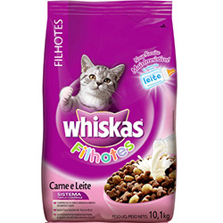 ALIMENTO PARA GATOS FILHOTES 2 A 12 MESES CARNE E LEITE WHISKAS PACOTE