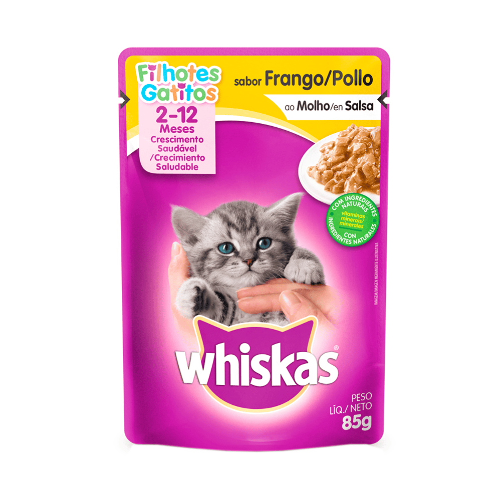ALIMENTO PARA GATOS FILHOTES 2 A 12 MESES FRANGO AO MOLHO WHISKAS SACHÊ
