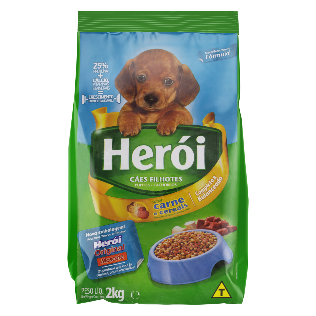 ALIMENTO PARA CÃES FILHOTES CARNE E CEREAIS HERÓI PACOTE 2KG GTIN/EAN/UPC 7896048905451