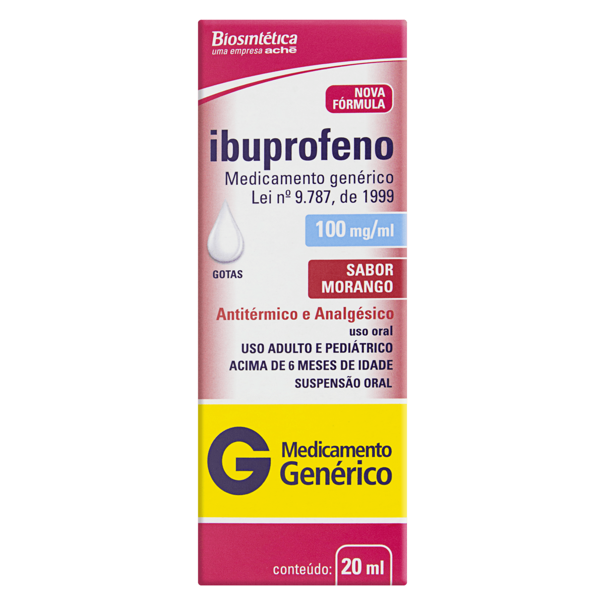 IBUPROFENO 100MG/ML MORANGO ACHÉ CAIXA 20ML GOTAS GTIN/EAN/UPC