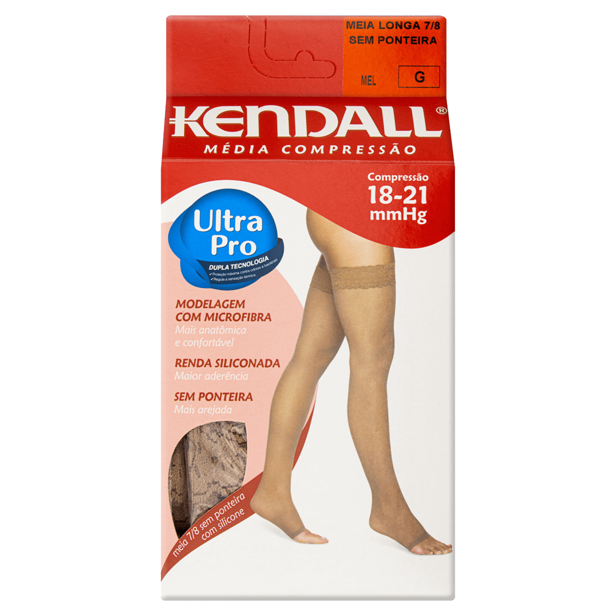 MEIA MÉDIA COMPRESSÃO SEM PONTEIRA 7/8 MEL KENDALL TAMANHO