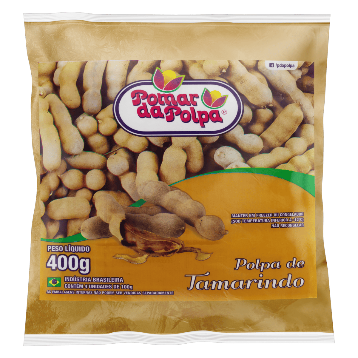POLPA DE FRUTA TAMARINDO POMAR DA POLPA PACOTE 400G 4 UNIDADES GTIN