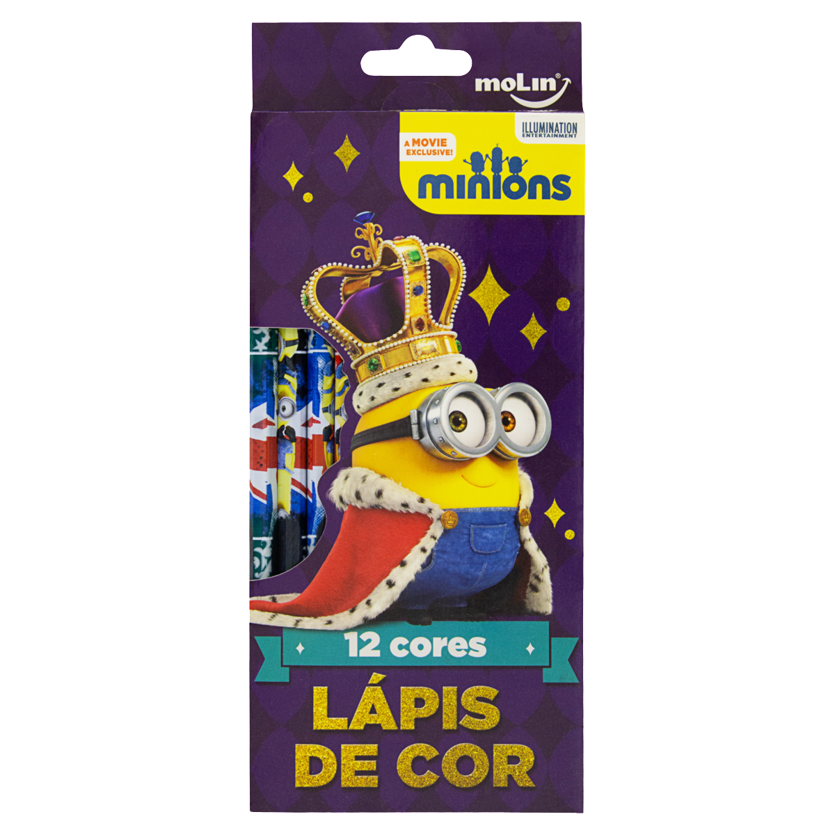 LÁPIS DE COR 12 CORES MINIONS MOLIN 12 UNIDADES GTIN/EAN/UPC