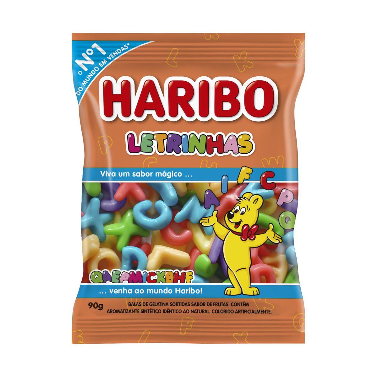 BALA DE GELATINA FRUTAS LETRINHAS HARIBO PACOTE 90G GTIN/EAN/UPC