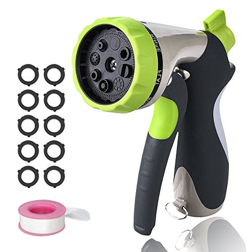 GARDEN HOSE NOZZLE SPRAY NOZZLE, YUELIFE HEAVY DUTY 8 ADJUSTABLE