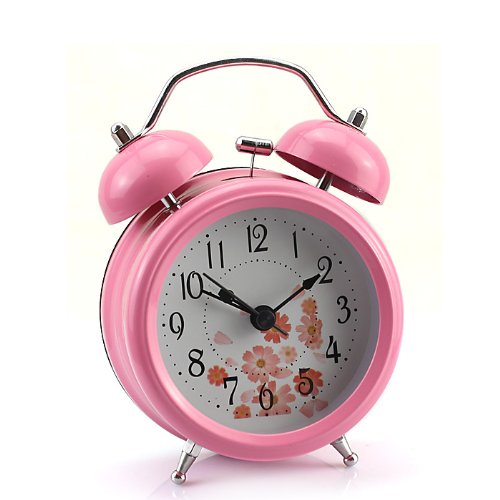 TOWALLMARK 3 FLOWER METAL FRESH DOUBLE RING BELL DESK ALARM CLOCK (PINK) GTIN/EAN/UPC