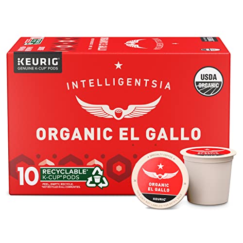 INTELLIGENTSIA COFFEE, LIGHT ROAST KCUP PODS FOR KEURIG BREWERS ORGANIC EL GALLO 10 COUNT