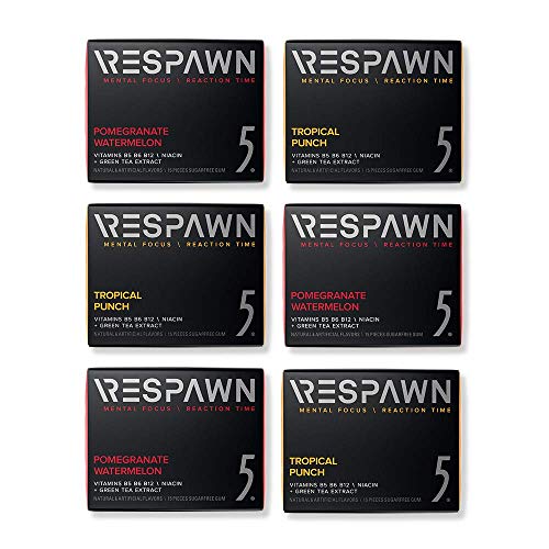 RESPAWN BY 5 SUGAR FREE FOCUS CHEWING GUM, POMEGRANATE WATERMELON