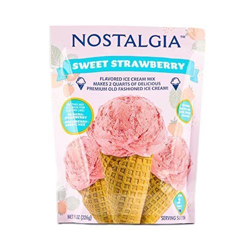 NOSTALGIA 2QUART HOMEMADE PREMIUM STRAWBERRY ICE CREAM STARTER MIX (8