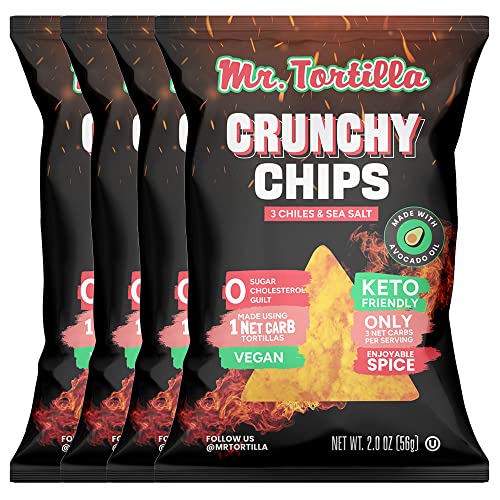 MR. TORTILLAS CRUNCHY CHIPS VARIETY PACK 3 NET CARBS PER SERVING, COOKED IN AVOCADO OIL