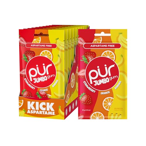PUR JUMBO GUM ASPARTAME FREE CHEWING GUM 100 XYLITOL NATURAL