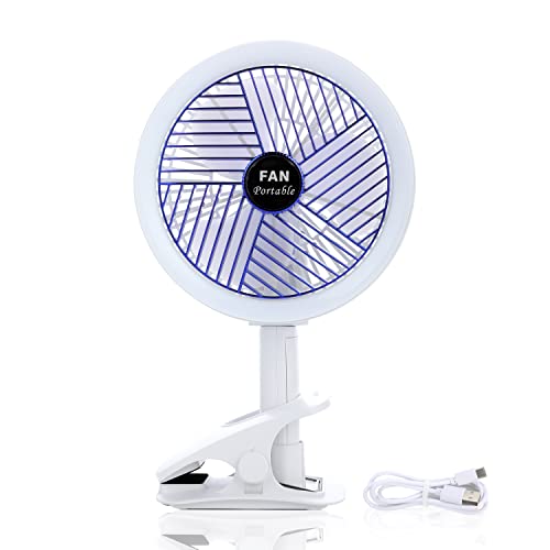 CLIP FAN WITH LAMP,2400MAH USB RECHARGEABLE BATTERY, 4 SPEED 360
