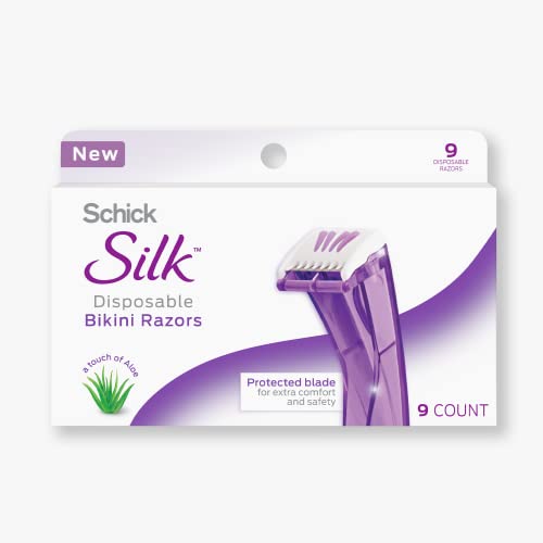SCHICK SILK BIKINI RAZOR, 9 COUNT BIKINI SHAVER, PUBIC HAIR RAZOR FOR