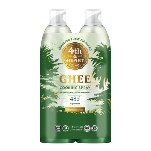 4TH & HEART ORIGINAL GHEE OIL COOKING SPRAY, 7 OUNCE, 2 PACK, NONSTICK