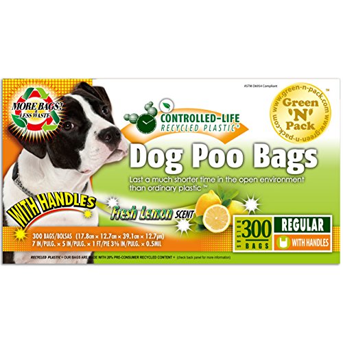 GREEN N PACK DOG WASTE LITTER BAGS, LEMON SCENTED (EASYTIE HANDLES