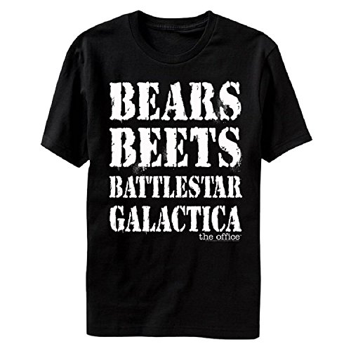 THE OFFICE BEARS BEETS BATTLESTAR GALACTICA MENS TSHIRT, BLACK, M