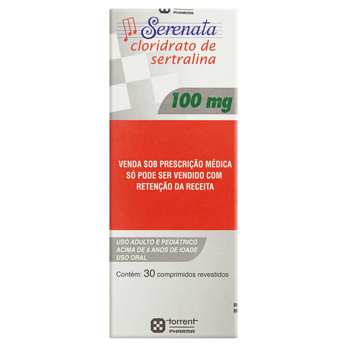 SERENATA 100MG TORRENT PHARMA CAIXA 30 COMPRIMIDOS REVESTIDOS GTIN