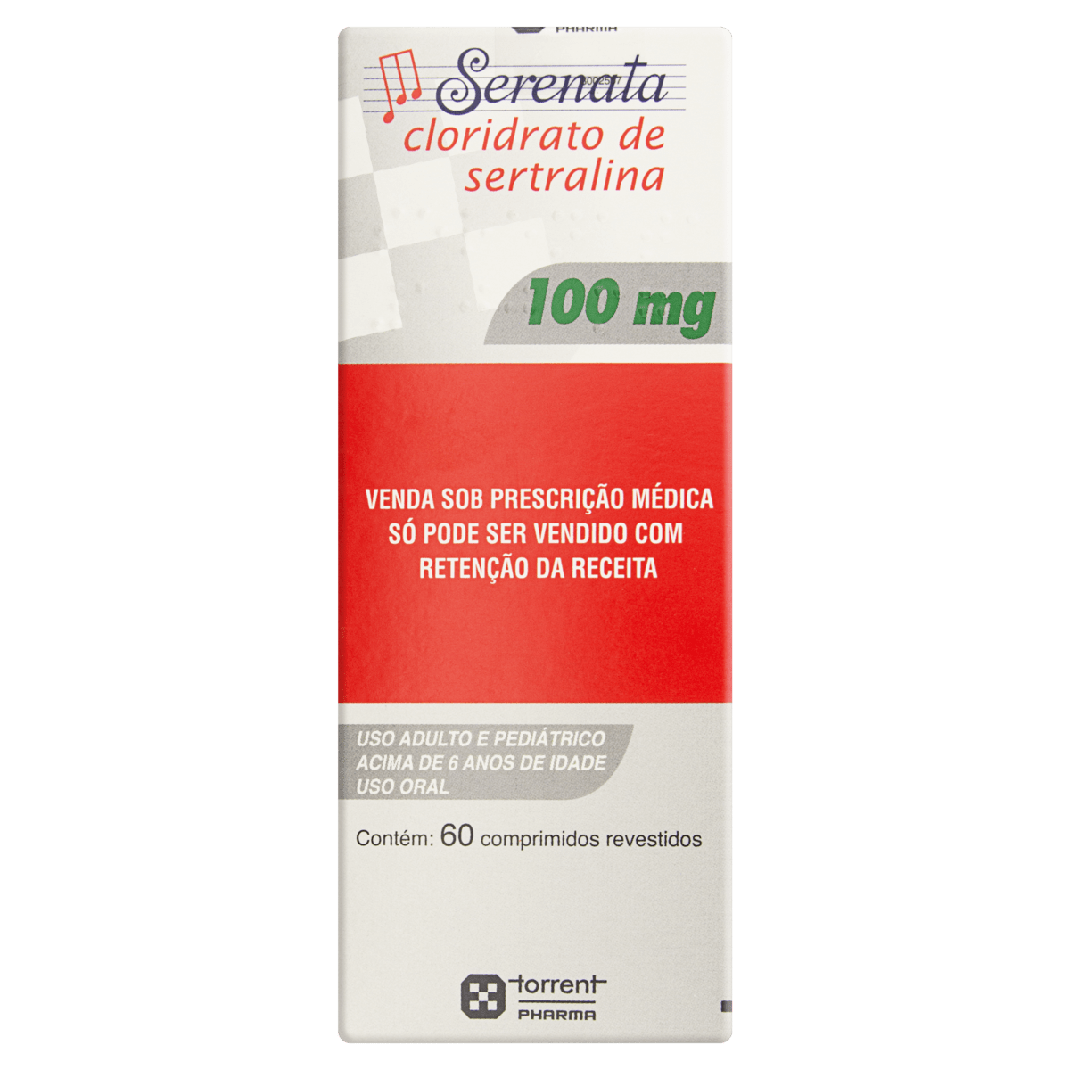 SERENATA 100MG TORRENT PHARMA CAIXA 60 COMPRIMIDOS REVESTIDOS GTIN