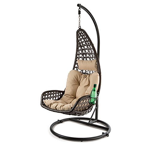 ALLWEATHER WICKER HANGING EGG CHAIR WITH CUSHION AND PILLOW GTIN/EAN/UPC 99991585221
