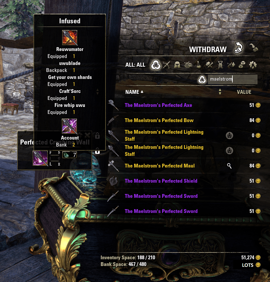 Set Master Bags, Bank, Inventory Elder Scrolls Online AddOns